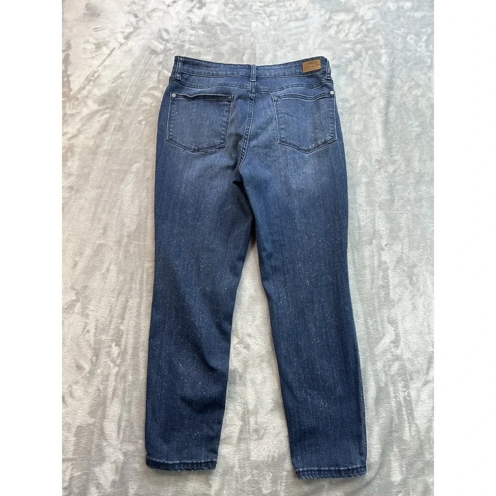 Judy Blue Jean Women Sz 11/30 Speckled Blue Relaxed Fit Tapered Mid Rise Stretch